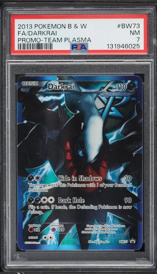 2013 Pokemon Black & White Black Star Promo Team Plasma Full Art Darkrai #BW73 PSA 7 NRMT