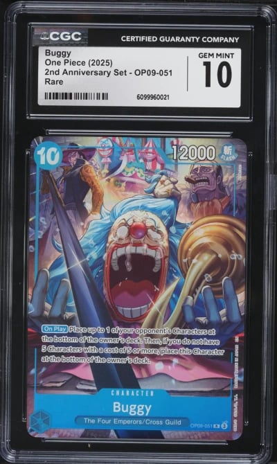 2025 One Piece 2nd Anniversary Set Buggy #OP09-051 CGC 10 GEM MINT