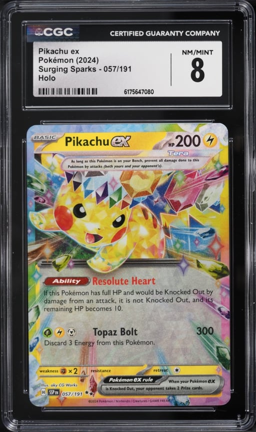 2024 Pokemon Scarlet & Violet Surging Sparks Holo Pikachu EX #57 CGC 8 NM-MT