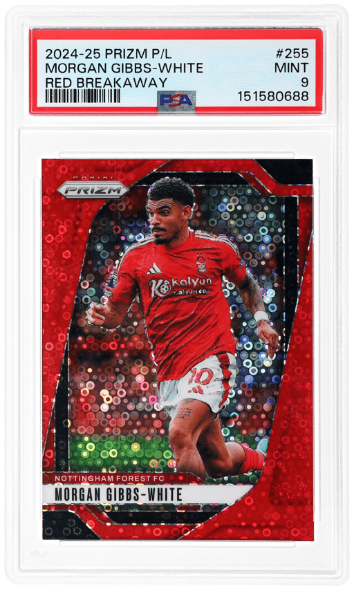 2024 Panini Prizm Premier League Red Breakaway Morgan Gibbs-White #255 41/49 PSA 9