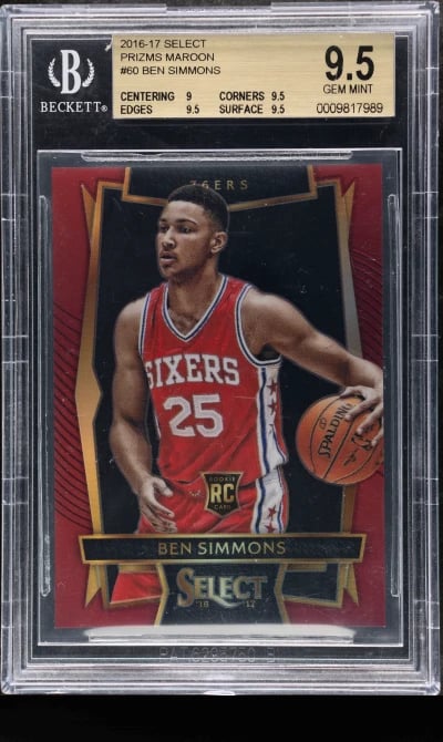 2016 Panini Select Maroon Prizm Ben Simmons #60 81/175 BGS 9.5
