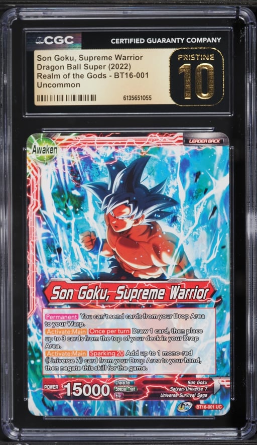 2022 Dragon Ball Super Realm of the Gods Son Goku, Supreme Warrior #BT16-001 CGC 10 PRISTINE