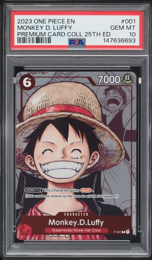 2023 One Piece Promo Premium 25th Anniversary Manga Art Monkey D. Luffy #P-001 PSA 10 GEM MINT