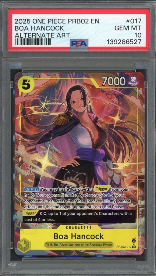 2025 One Piece Boa Hancock Alt Art PRB02-017 EN One Piece B17 PSA 10