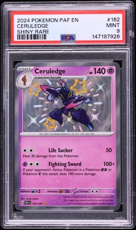 2024 Pokemon Scarlet & Violet Paldean Fates Shiny Ceruledge #162 PSA 9 MINT