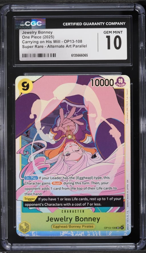 2025 One Piece Japanese Carrying On His Will SR Alt Art Jewelry Bonney #OP13-108 CGC 10 GEM MINT