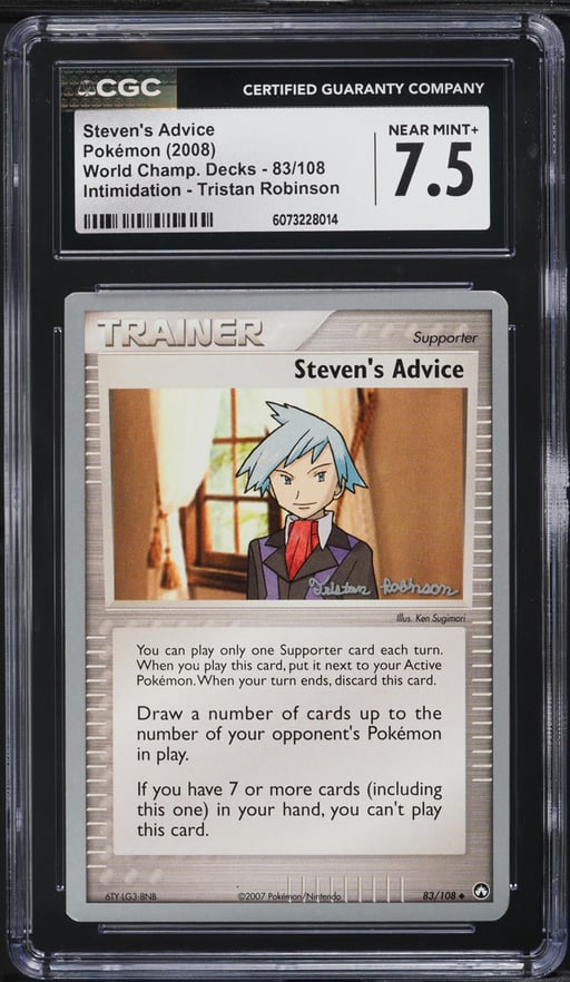 2008 Pokemon World Champ Intimidation Tristan Robinson Steven's Advice CGC 7.5