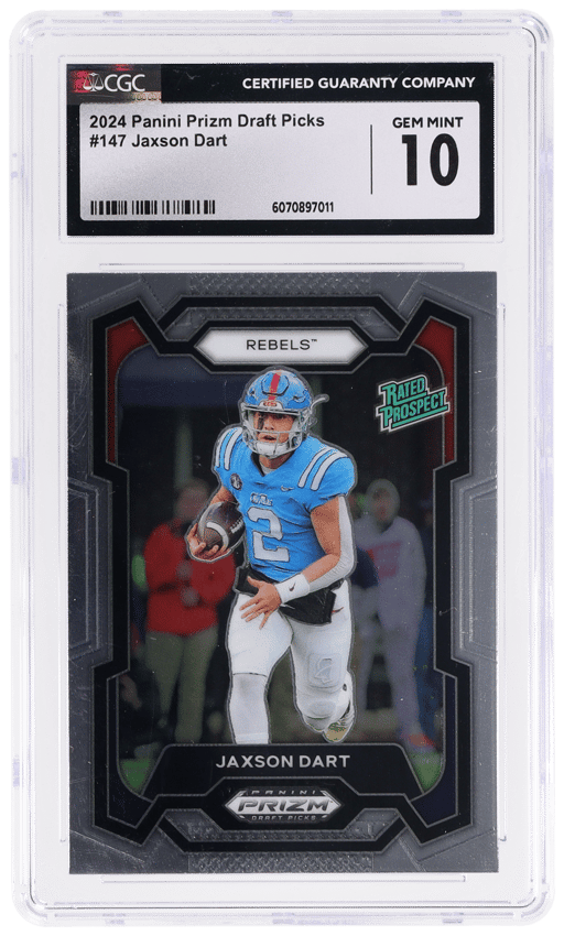 2024 Panini Prizm Draft Picks Rated Prospect Jaxson Dart #147 CGC 10