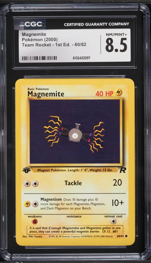 2000 Pokemon Team Rocket 1st Edition Magnemite #60 CGC 8.5 NM-MT+
