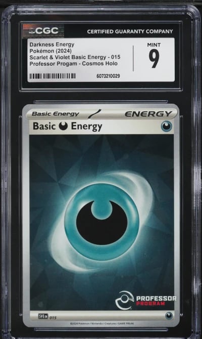 2024 Pokemon SV Basic Energy Professor Progam Cosmos Holo Darkness Energy CGC 9