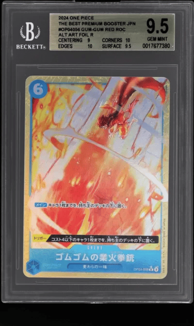 2024 One Piece the Best Premium Booster Japanese Alternate Art Gum-Gum Red Roc BGS 9.5