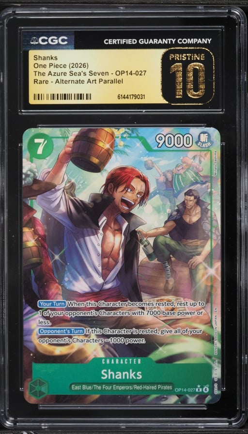 2026 One Piece The Azure Sea's Seven Alt Art Shanks #OP14-027 CGC 10 PRISTINE