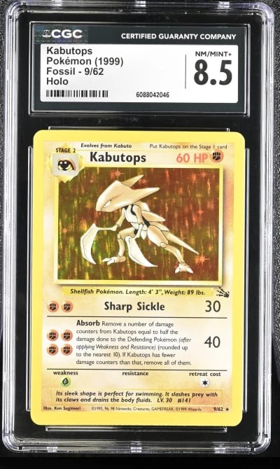 CGC 8.5 Kabutops 1999 Fossil 9/62 Holo Pokemon Card
