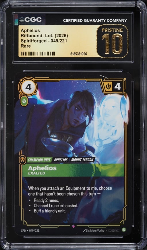 2026 Riftbound League Of Legends Spiritforged Aphelios #049 CGC 10 PRISTINE