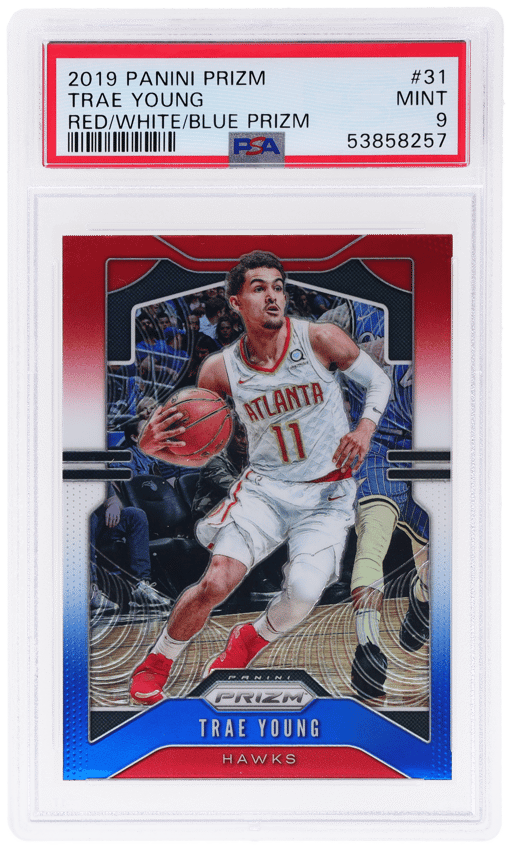 2019 Panini Prizm Red White and Blue Prizm Trae Young #31 PSA 9