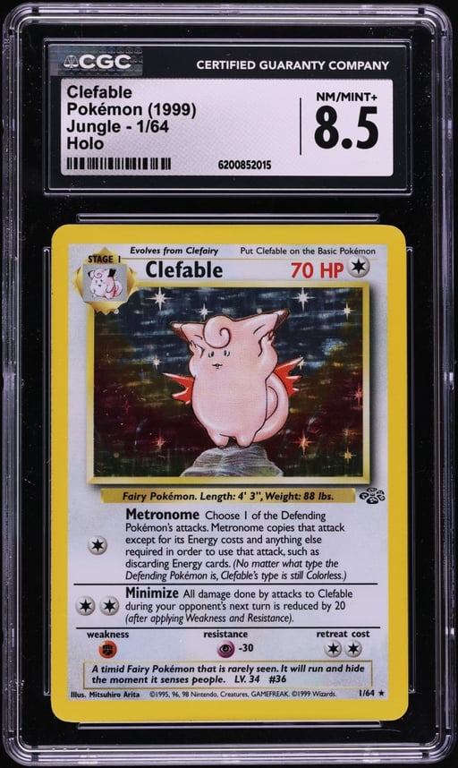 1999 Pokemon Jungle Holo Clefable #1 CGC 8.5 NM-MT+