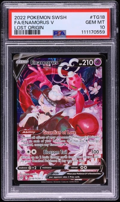 2022 Pokemon SWSH Lost Origin Full Art Enamorus V #TG18 PSA 10 GEM MINT
