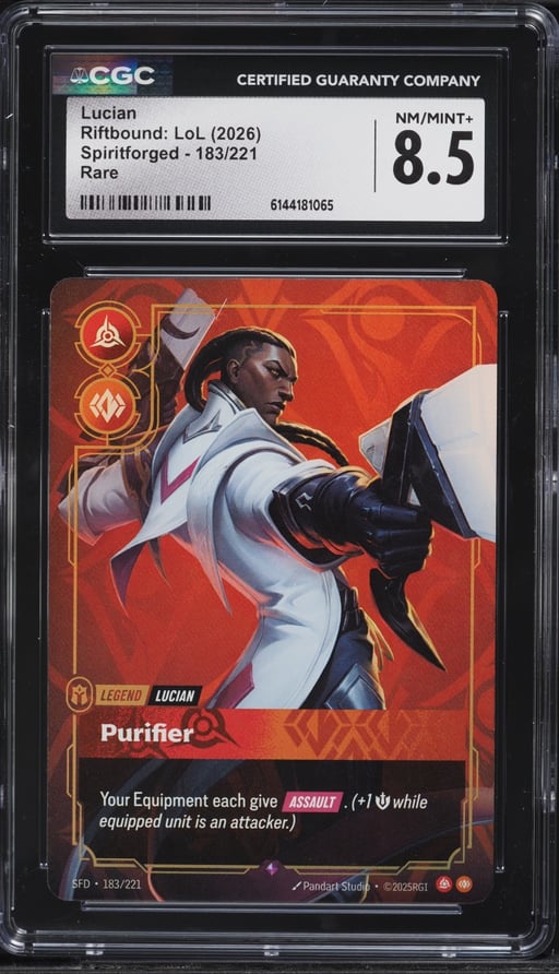 2026 Riftbound League Of Legends LoL Spiritforged Lucian #183 CGC 8.5 NM-MT+