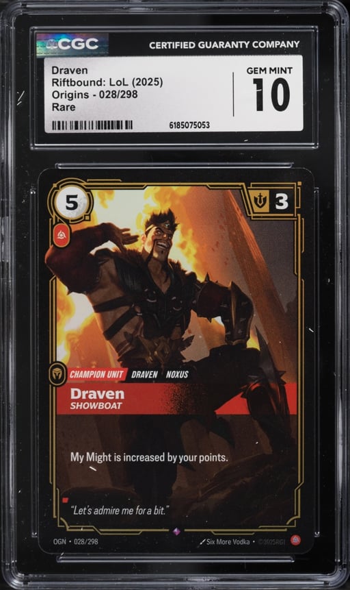 2025 Riftbound League Of Legends LoL Origins Draven #028 CGC 10 GEM MINT
