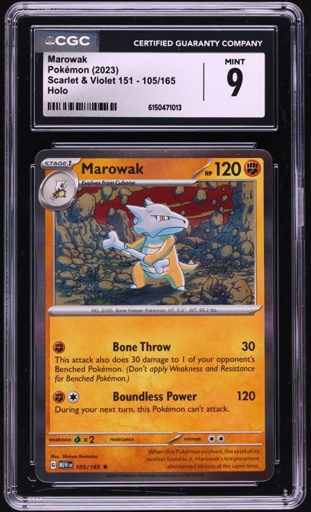 2023 Pokemon Scarlet & Violet 151 Holo Marowak #105 CGC 9 MINT