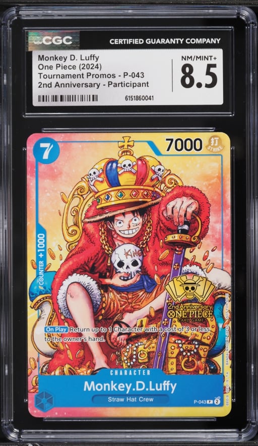 2024 One Piece Promo 2nd Anniversary Participant Monkey D. Luffy #P-043 CGC 8.5 NM-MT+