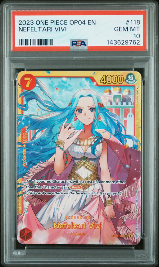 2023 ONE PIECE OP04-KINGDOMS OF INTRIGUE 118 NEFELTARI VIVI PSA 10