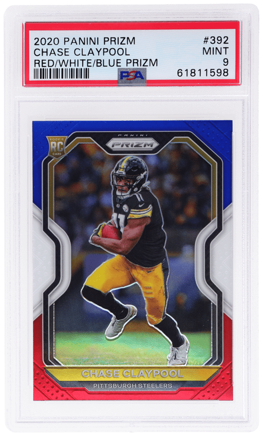 2020 Panini Prizm Red White and Blue Prizm Chase Claypool #392 PSA 9