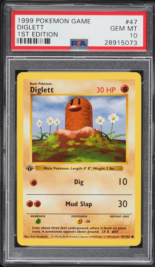 1999 Pokemon Base Set Shadowless 1st Edition Diglett #47 PSA 10 GEM MINT