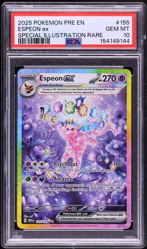 2025 Pokemon Scarlet & Violet Prismatic Evolutions SIR Espeon ex #155 PSA 10 GEM MINT
