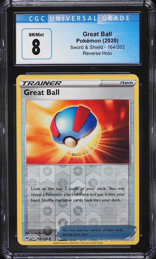 2020 Pokemon Sword & Shield Reverse Holo Great Ball #164 CGC 8 NM-MT