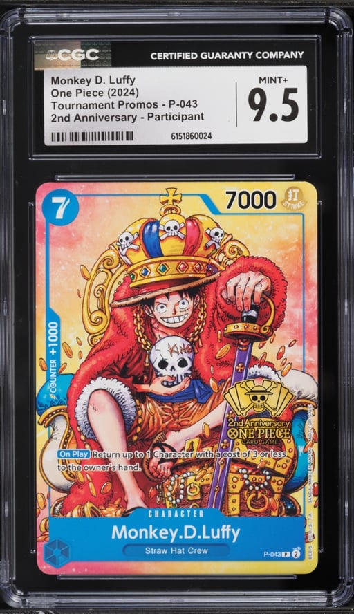 2024 One Piece Promo 2nd Anniversary Participant Monkey D. Luffy #P-043 CGC 9.5 MINT+
