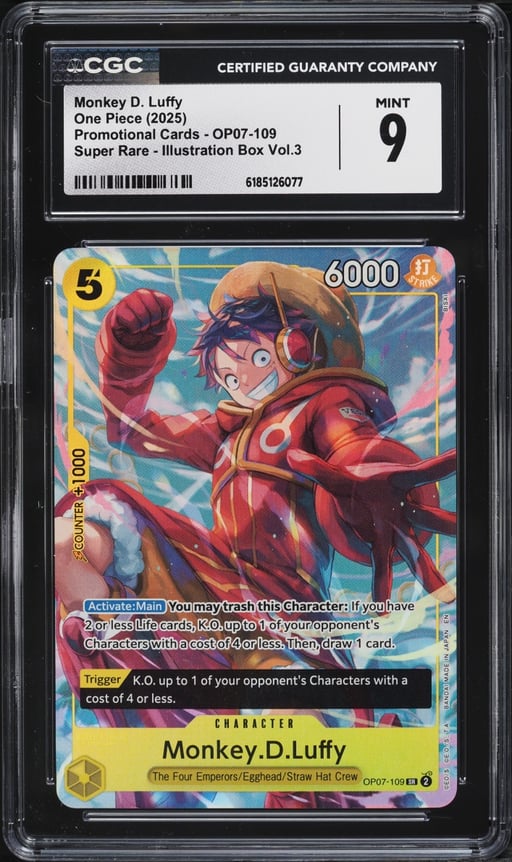2025 One Piece Promo Illustration Box Vol. 3 Super Rare Monkey D. Luffy #OP07-109 CGC 9 MINT