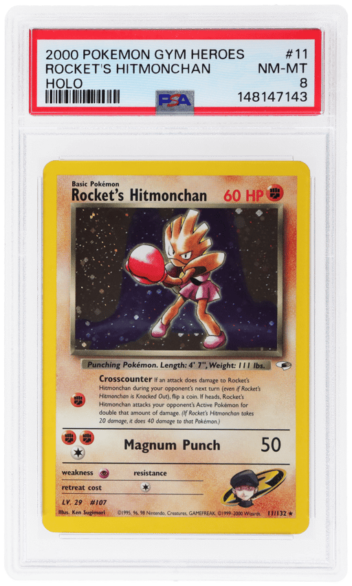 2000 Pokemon Gym Heroes Holo Rocket's Hitmonchan #11 PSA 8