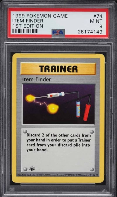 1999 Pokemon Base Set Shadowless 1st Edition Item Finder #74 PSA 9 MINT