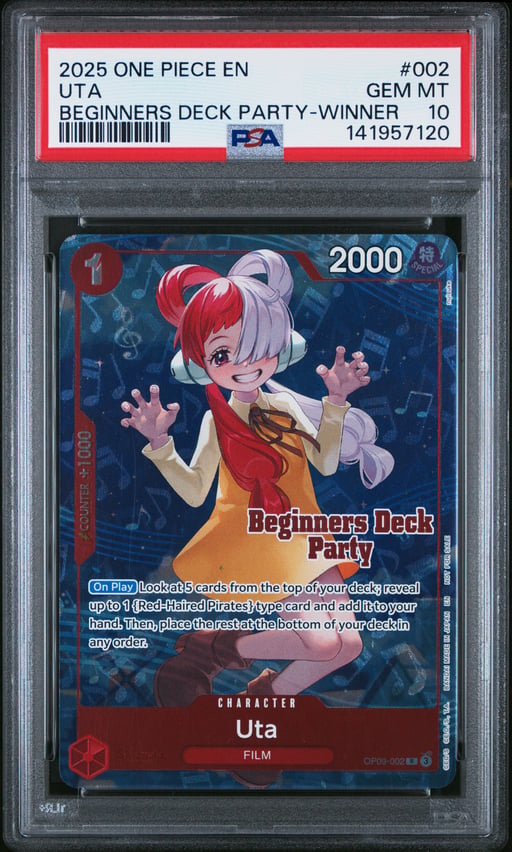 2025 ONE PIECE BEGINNERS DECK PARTY PACK 002 UTA WINNER PSA 10