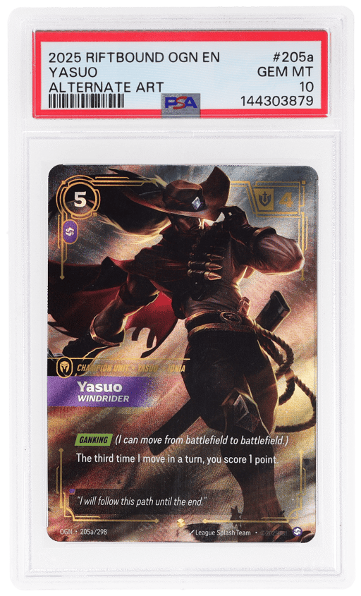 2025 Riftbound League of Legends Origins Windrider Yasuo #205a PSA 10