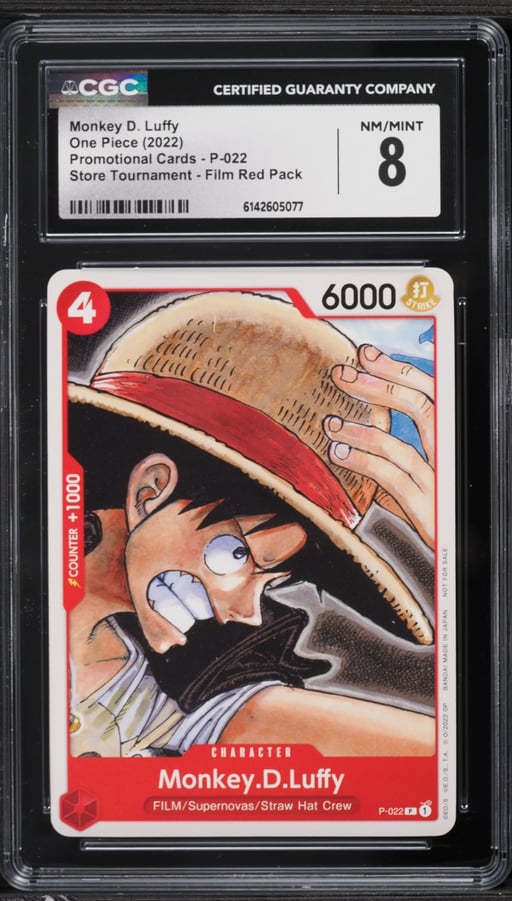 2022 One Piece Promo Cards Store Tournament Film Red Pack Monkey D. Luffy #P-22 CGC 8 NM-MT