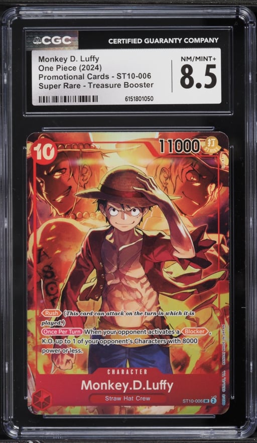2024 One Piece Promo Treasure Booster SR Monkey D. Luffy #ST10-006 CGC 8.5 NM-MT+