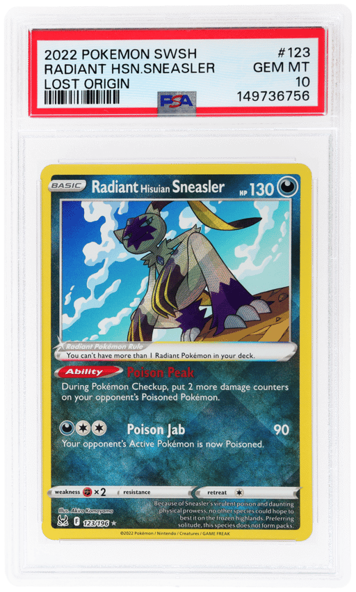2022 Pokemon Sword and Shield Lost Origin Radiant Hisuian Sneasler #123 PSA 10