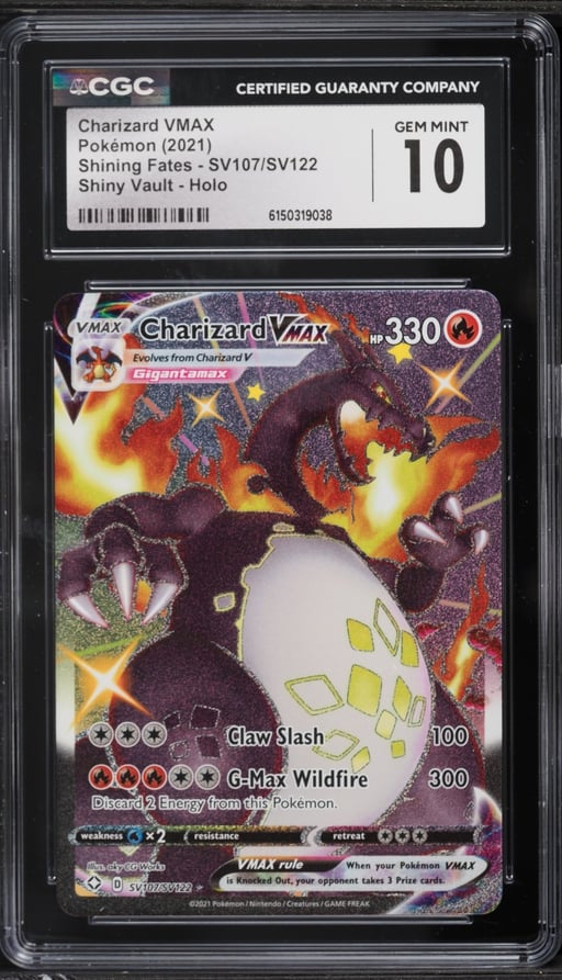 2021 Pokemon Sword & Shield Shining Fates Shiny Vault Full Art Charizard VMAX #SV107 CGC 10 GEM