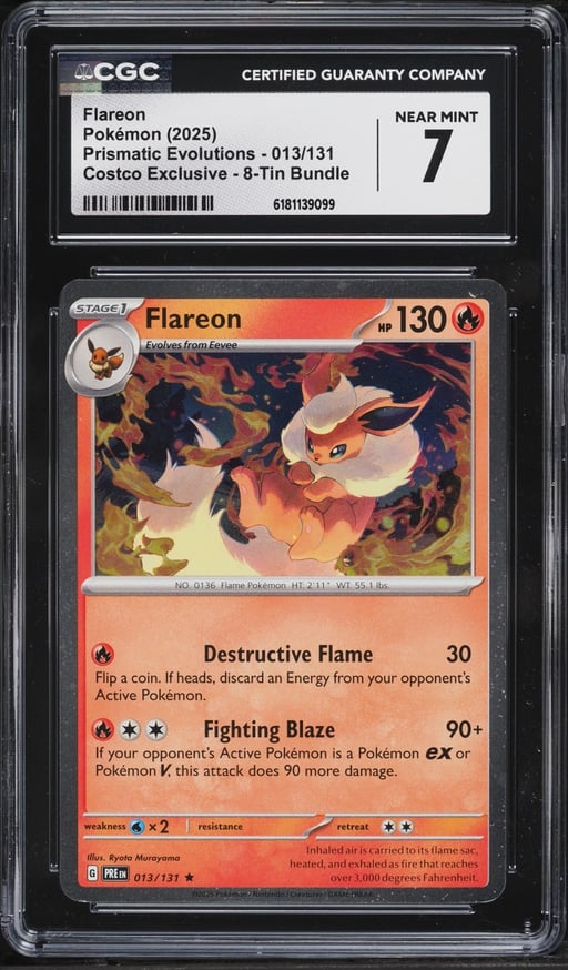 2025 Pokemon SV Prismatic Evolutions Costco Exclusive Holo Flareon #13 CGC 7 NRMT