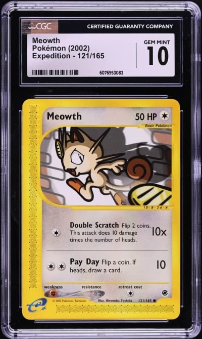 2002 Pokemon Expedition Meowth #121 CGC 10 GEM MINT