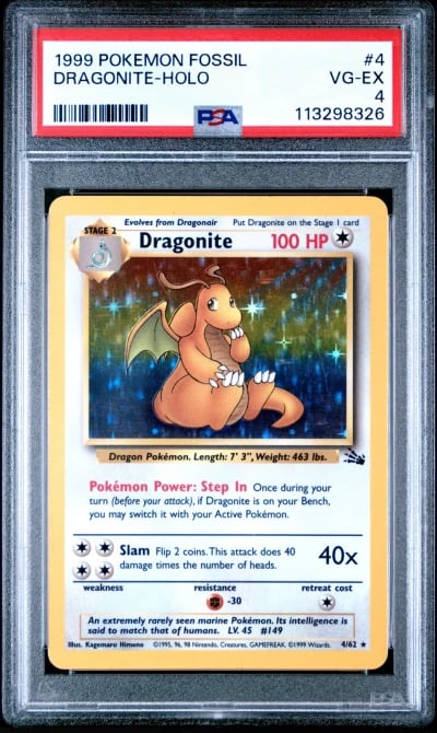 1999 POKEMON FOSSIL #4 DRAGONITE