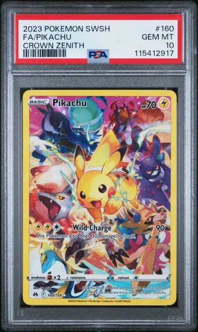 2023 POKEMON SWORD & SHIELD CROWN ZENITH #160 FULL ART/PIKACHU PSA 10