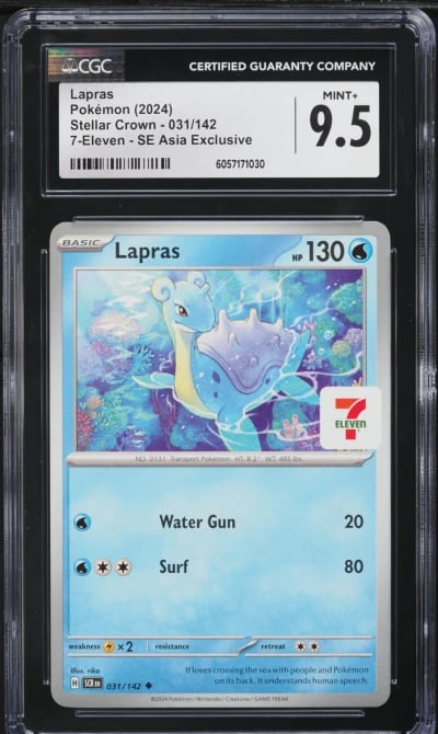 2024 Pokemon Stellar Crown 7-Eleven SE Asia Exclusive Lapras #031 CGC 9.5 MINT+