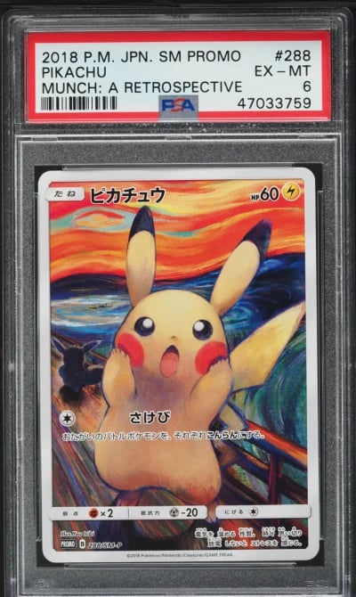 2018 Pokemon Japanese SM Promo Munch A Retrospective Scream Pikachu #288 PSA 6