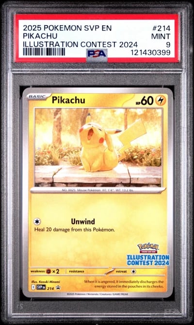 2025 POKEMON SVP EN-SV BLACK STAR PROMO ILLUSTRATION CONTEST 2024 PIKACHU PSA 9