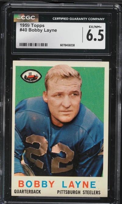 1959 Topps Football Bobby Layne #40 CGC 6.5 EXMT+