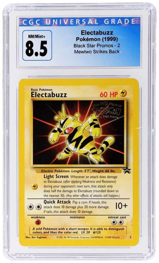 1999 Pokemon Wizards of the Coast Black Star Promo Mewtwo Strikes Back Electabuzz #2 CGC 8.5
