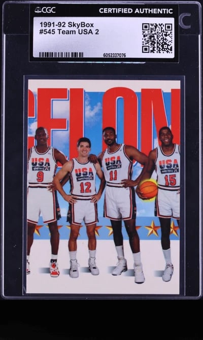 1991 Skybox Basketball Team USA 2 w/ Michael Jordan Malone Stockton CGC AUTH